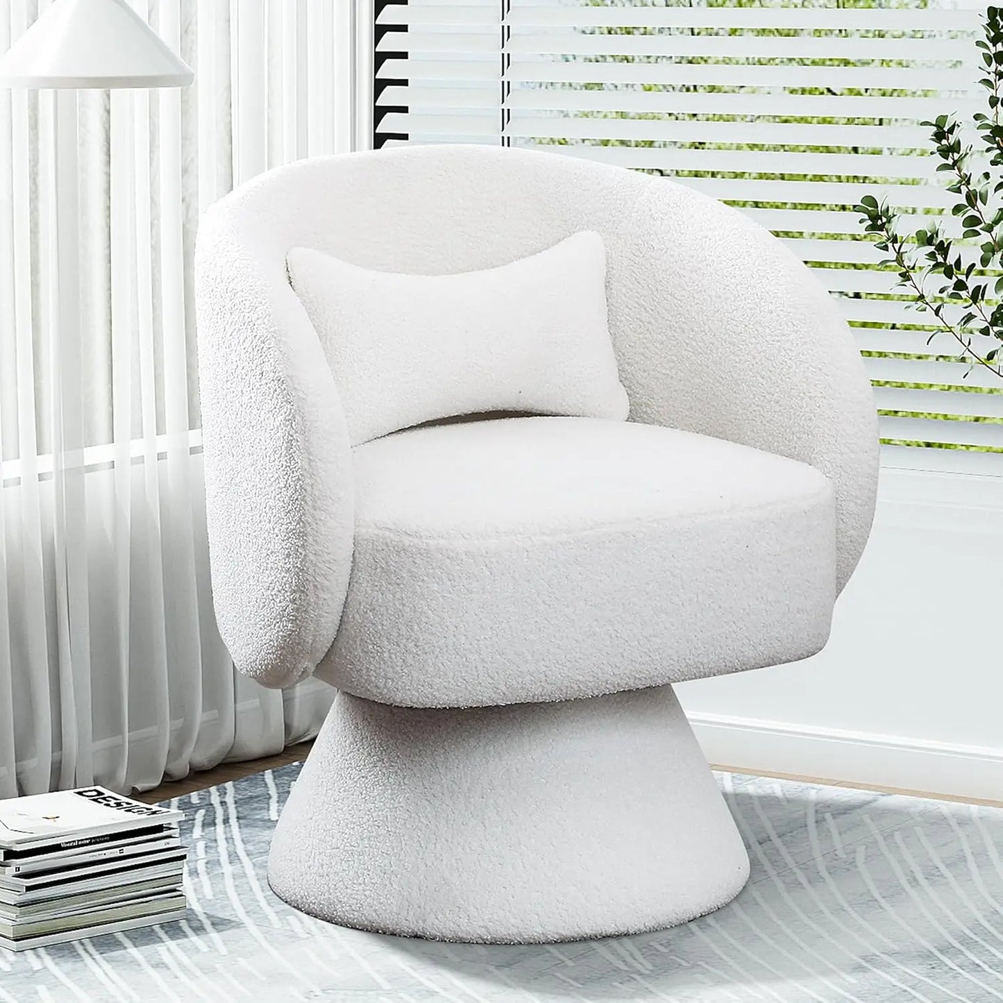 Set of 2 Upholstered Swivel Barrel Accent Chair - 360 Degree Swivel