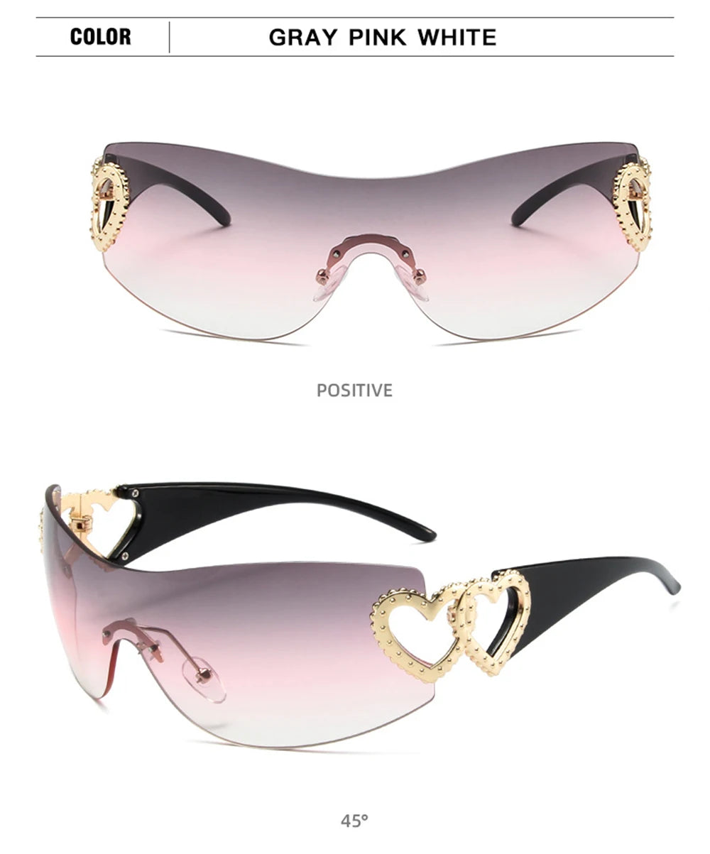 Woman's wide lens Sunglasses  with heart shaped hinges