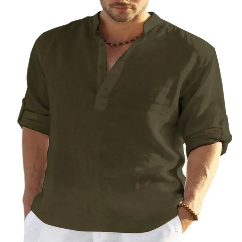 Men's Linen Casual Long Sleeved Shirt