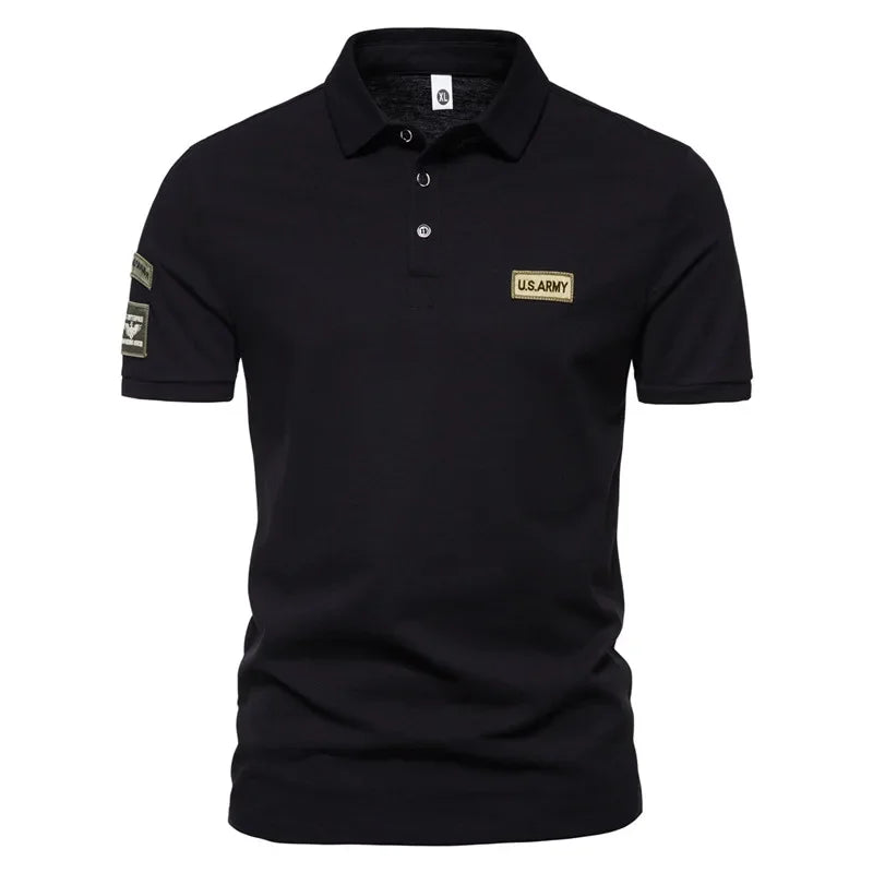 Men's Short Sleeve Breathable Embroidered Polo  T-shirt