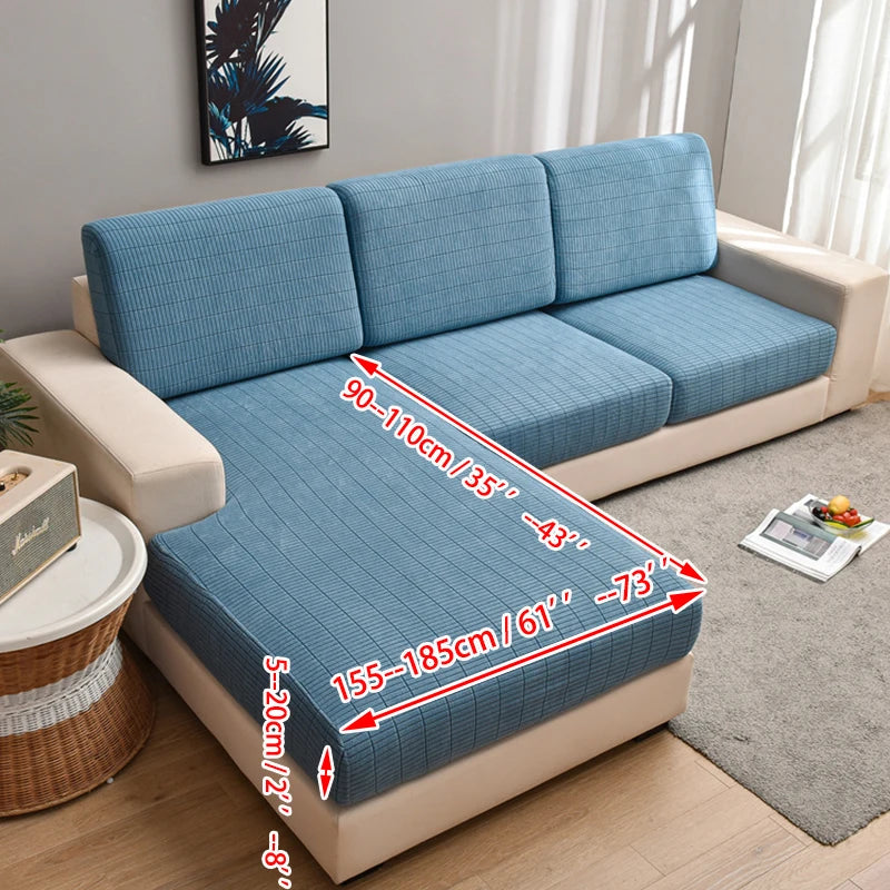 1pc-Square Cushion Cover Solid Thick Sofa Seat Cover for L-Shaped Corner Sofa