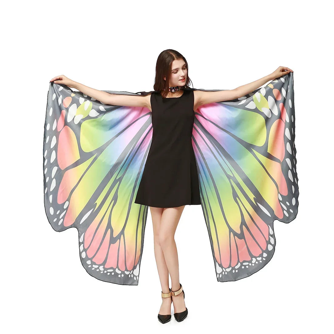 Rainbow  Butterfly Wings Cape Shawl Costume