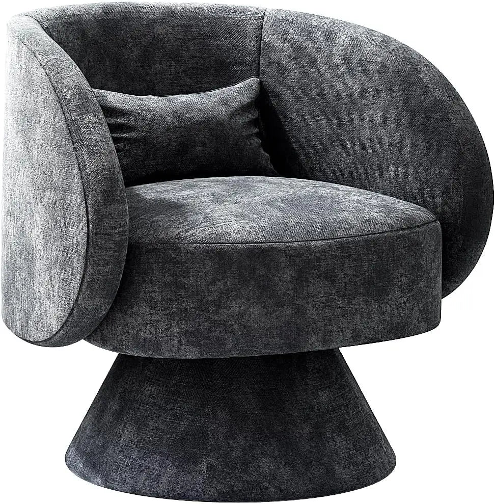 Set of 2 Upholstered Swivel Barrel Accent Chair - 360 Degree Swivel