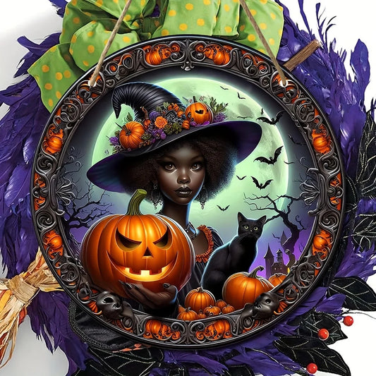 Charming Witch-Themed Wooden Sign For Halloween