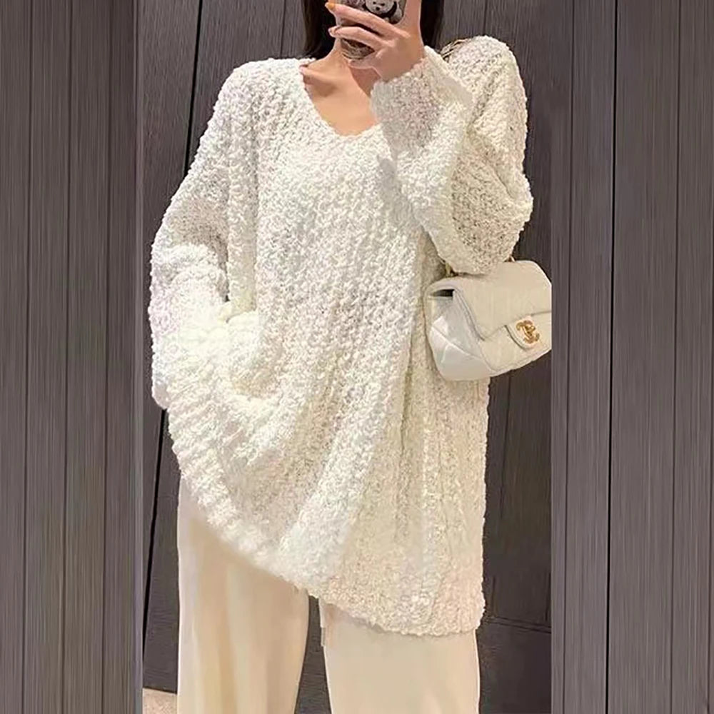 Women Long Sleeve Solid loose fit Sweater