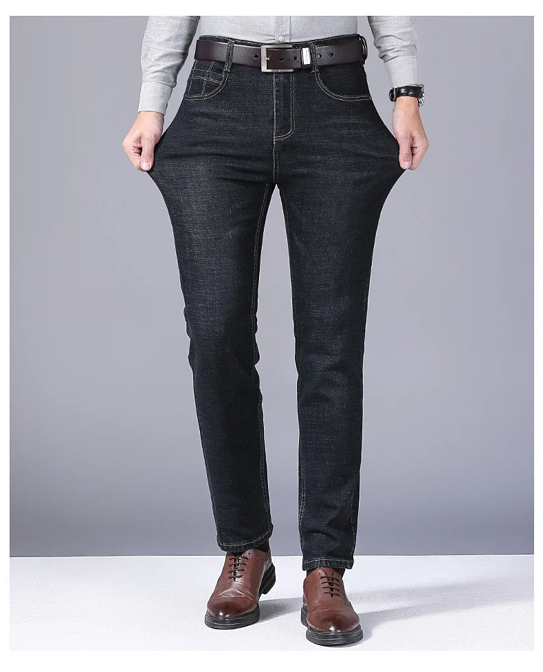 Men's Blue Jeans -Casual stretchy Straight Leg