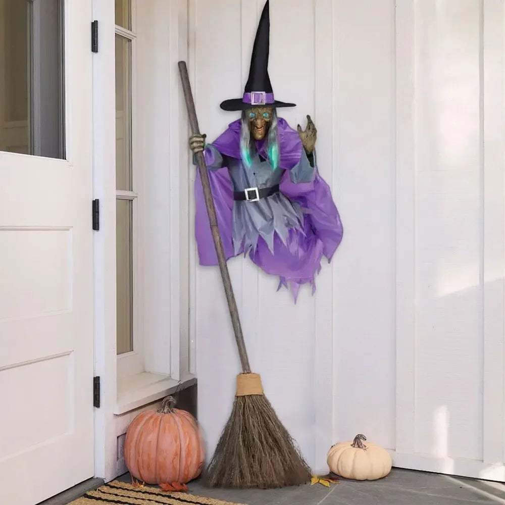 6 Foot Flying Witch Halloween Decoration- Makes Terrifying Sounds and Lights up