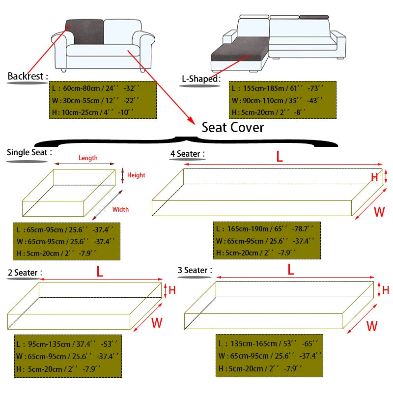 1pc-Square Cushion Cover Solid Thick Sofa Seat Cover for L-Shaped Corner Sofa