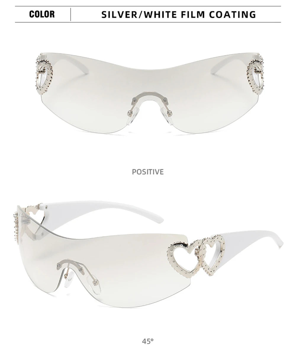 Woman's wide lens Sunglasses  with heart shaped hinges