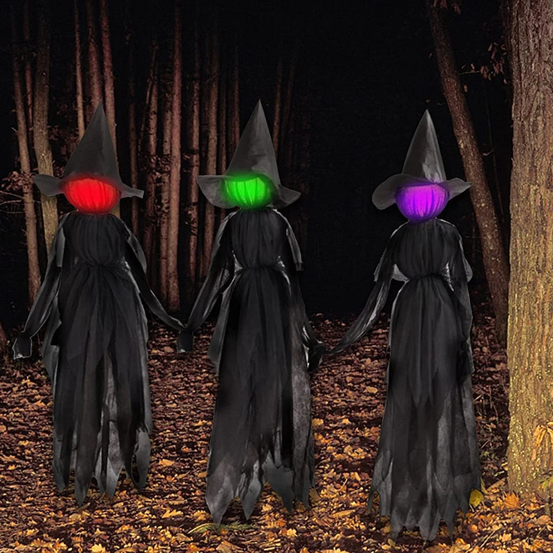 1-3Pcs - Large Outdoor Light Up Glowing Witch Decoration- Sound Activated