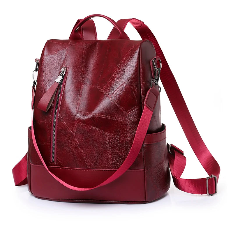 Women’s Soft Leather Large Capacity Backpack- Shoulder Bags