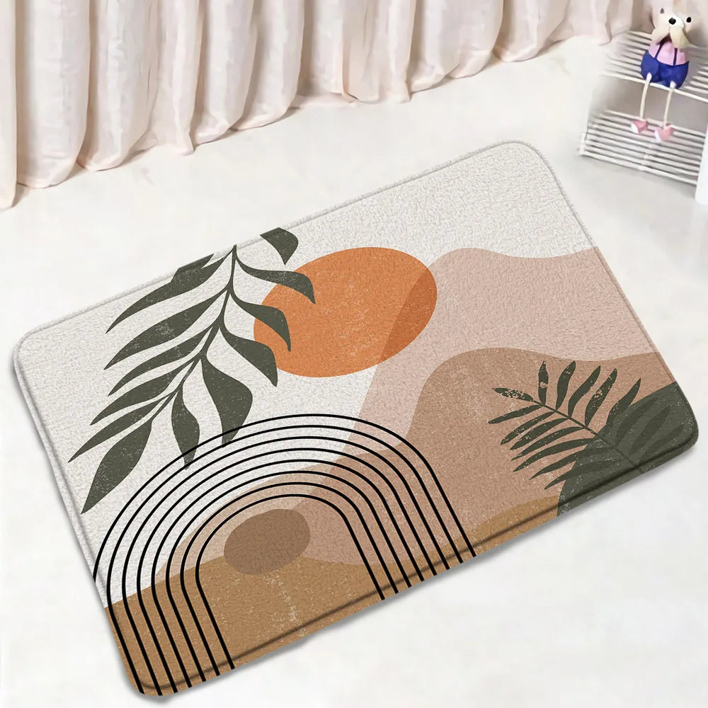 1-3pc sets-Non slip Bath Mat Set -Abstract Mid Century Boho Aesthetic Art Pattern-Floor Rugs + Toilet Lid Cover