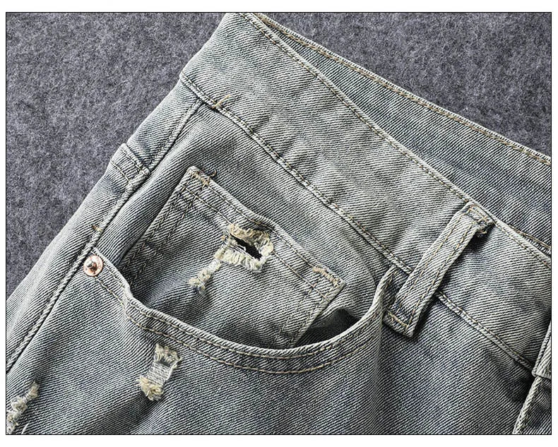 Men's Stretchy Distressed Denim Patchwork  Jeans