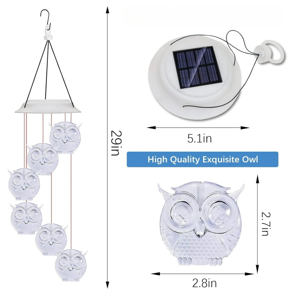 Owl Solar Wind Chimes - choose between owl or humming bird