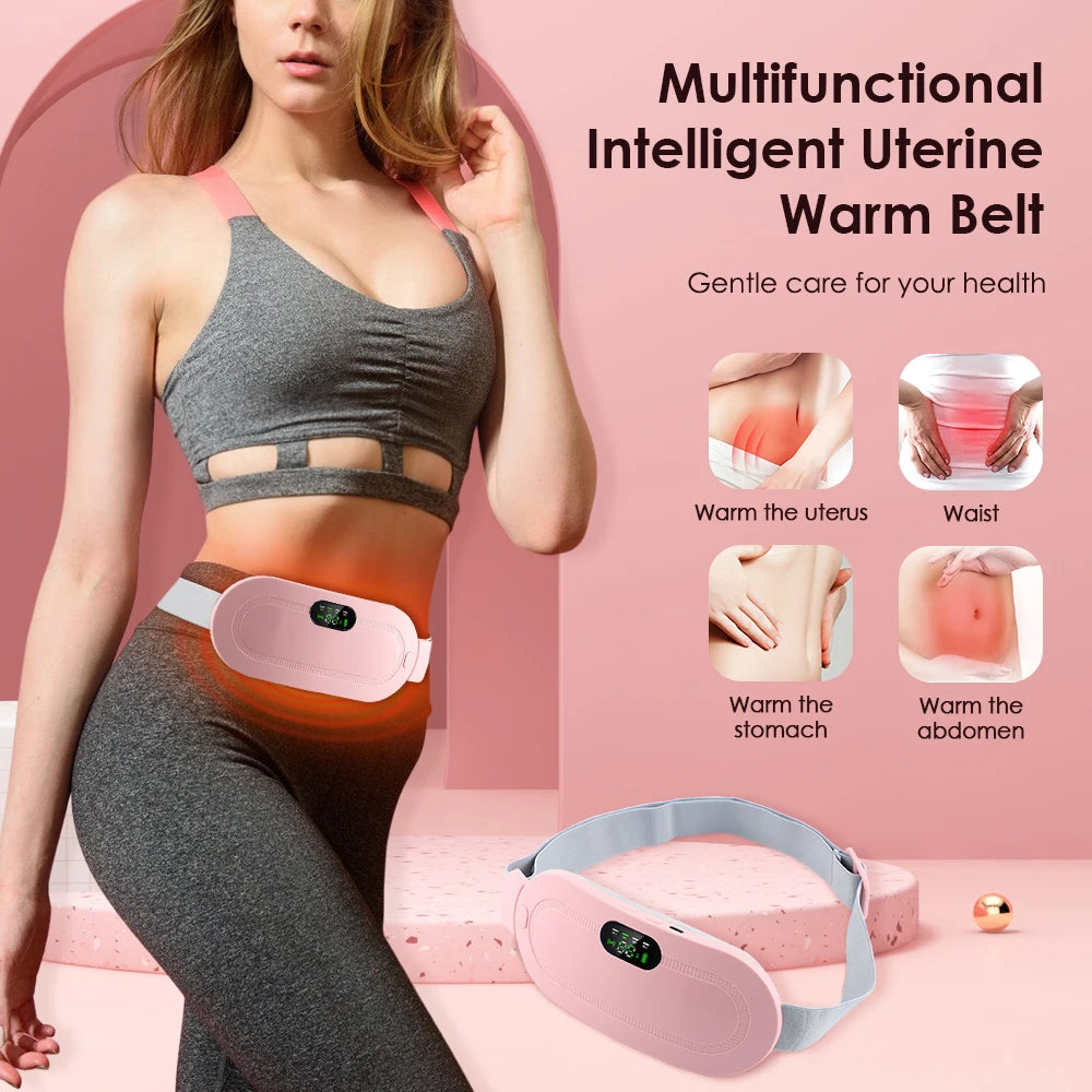 Electric Cramp Massager- Vibrating Heating Pad Belt for Menstrual Relief