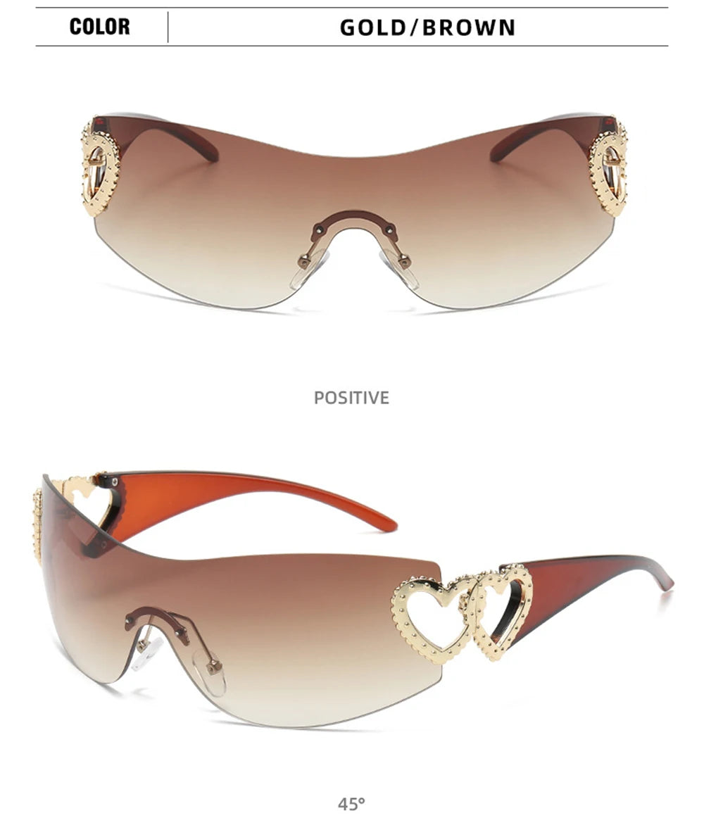 Woman's wide lens Sunglasses  with heart shaped hinges