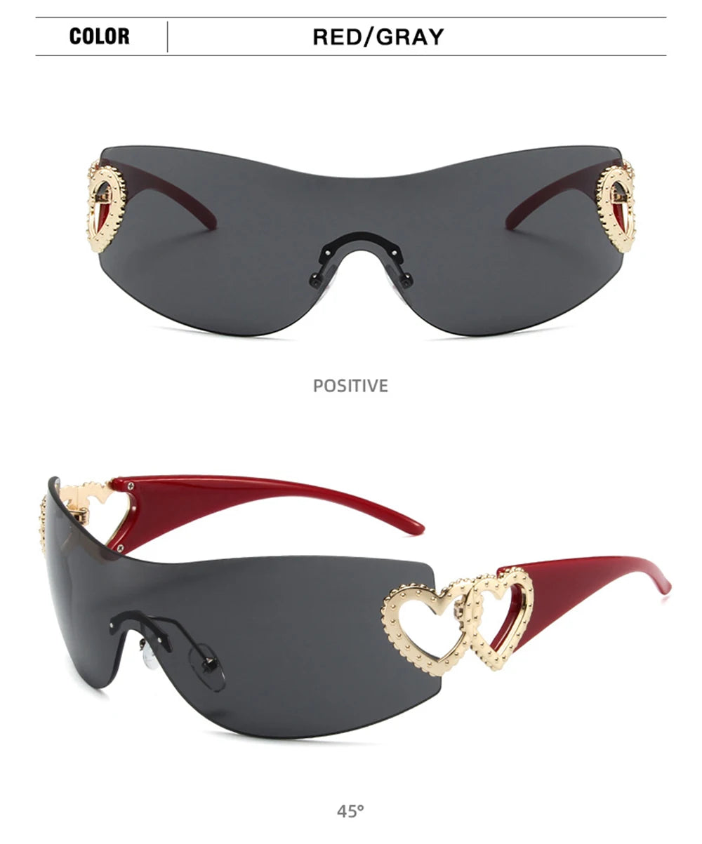 Woman's wide lens Sunglasses  with heart shaped hinges