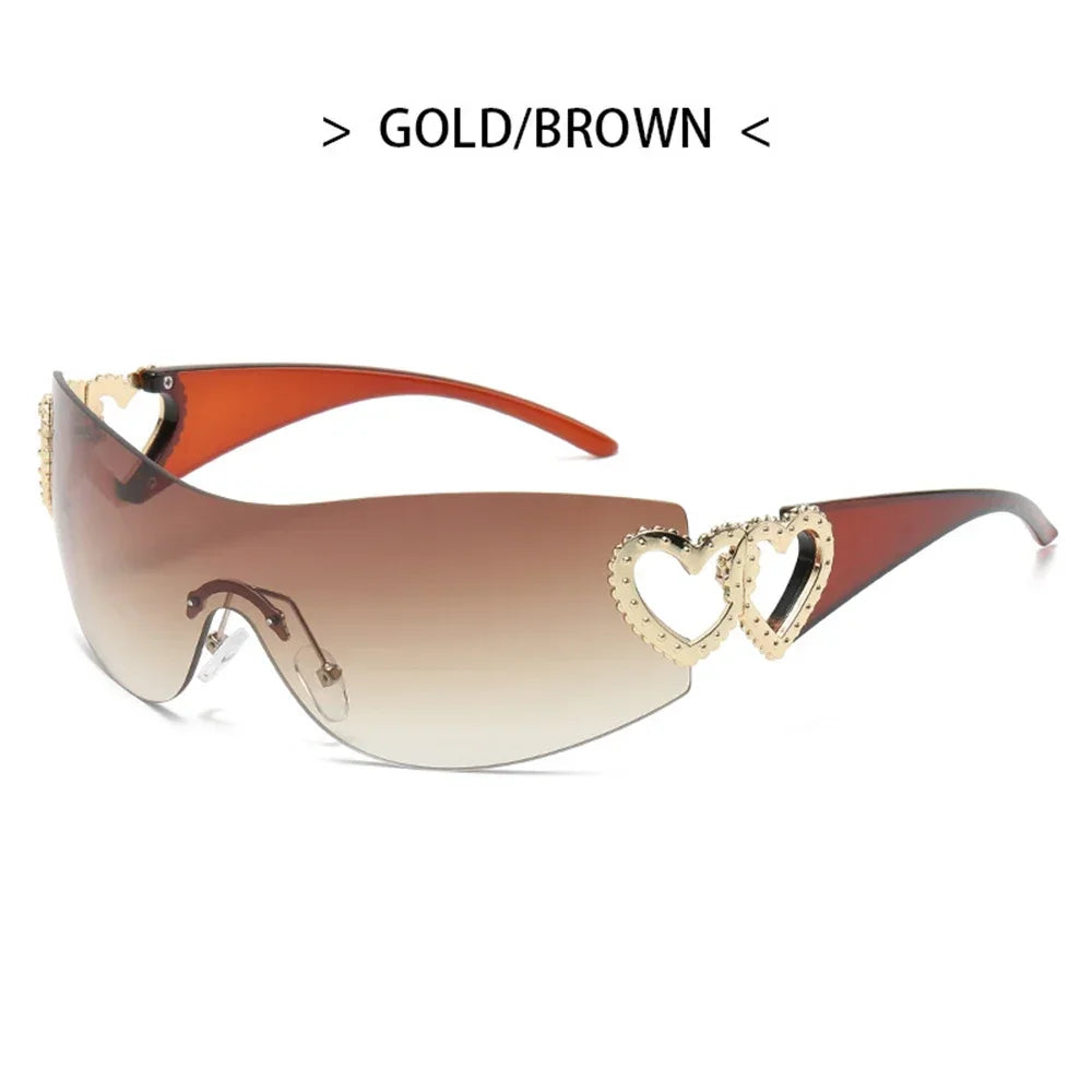 Woman's wide lens Sunglasses  with heart shaped hinges