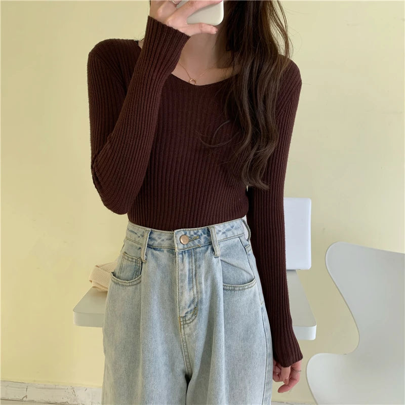 Long Sleeve Knitted Pullover Sweater