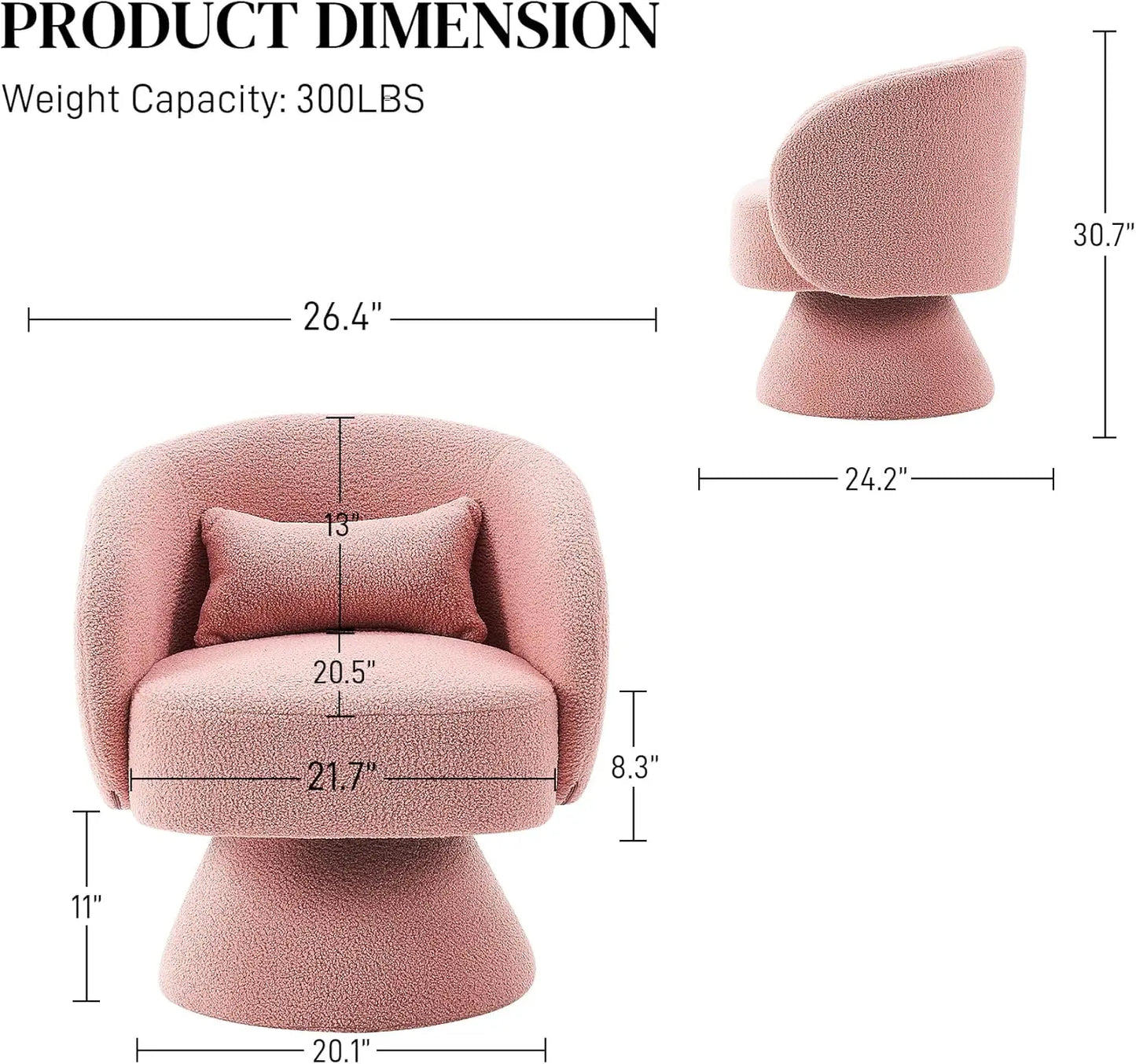 Set of 2 Upholstered Swivel Barrel Accent Chair - 360 Degree Swivel