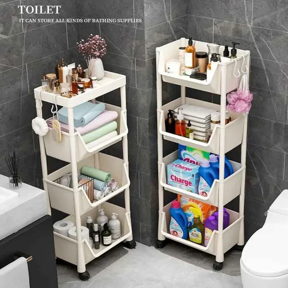 Trolley Bookshelf Kitchen Storage Rack- Home Organizer