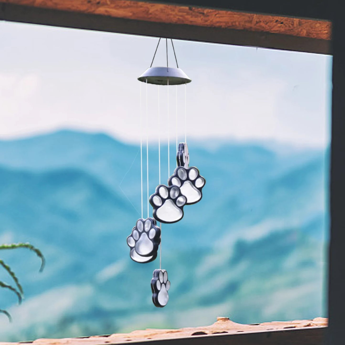 Unique Pawprint Solar LED Wind Chimes