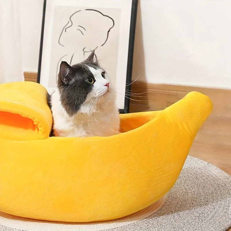 Plush Pet Bed for Cats- Banana