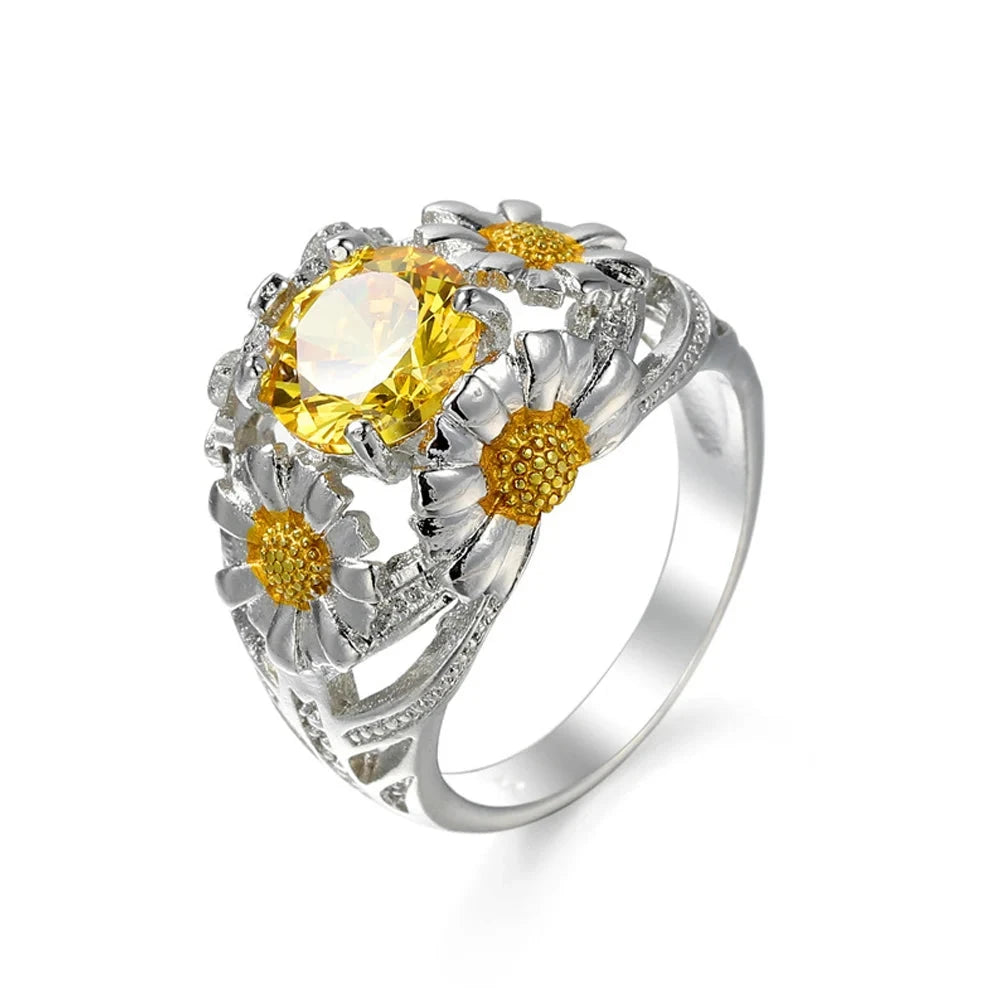 Anillo Daisy - Circón amarillo