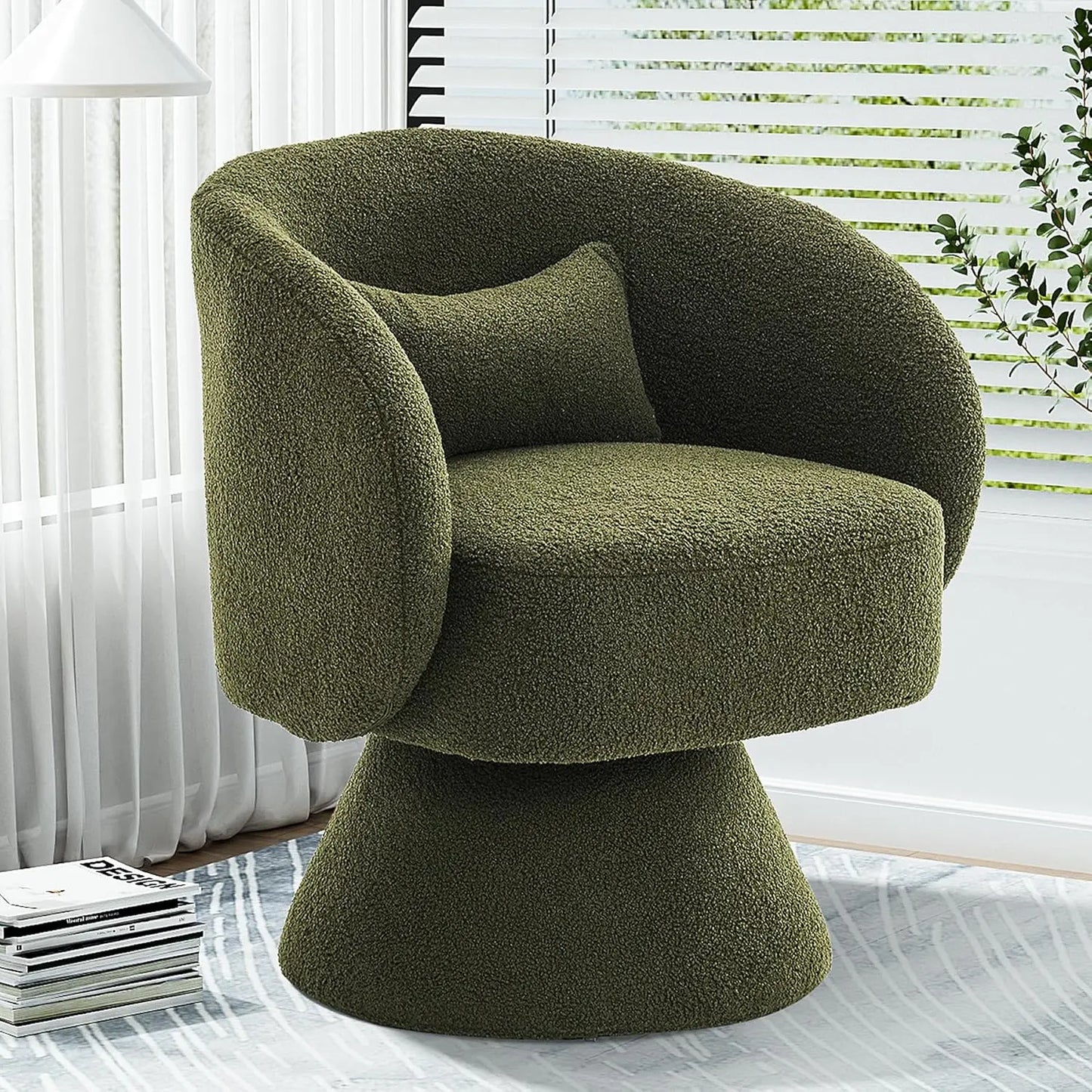 Set of 2 Upholstered Swivel Barrel Accent Chair - 360 Degree Swivel