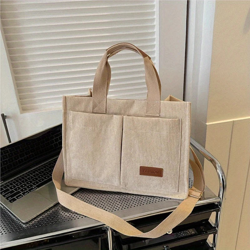 Women's Large Capacity Corduroy Tote Bag