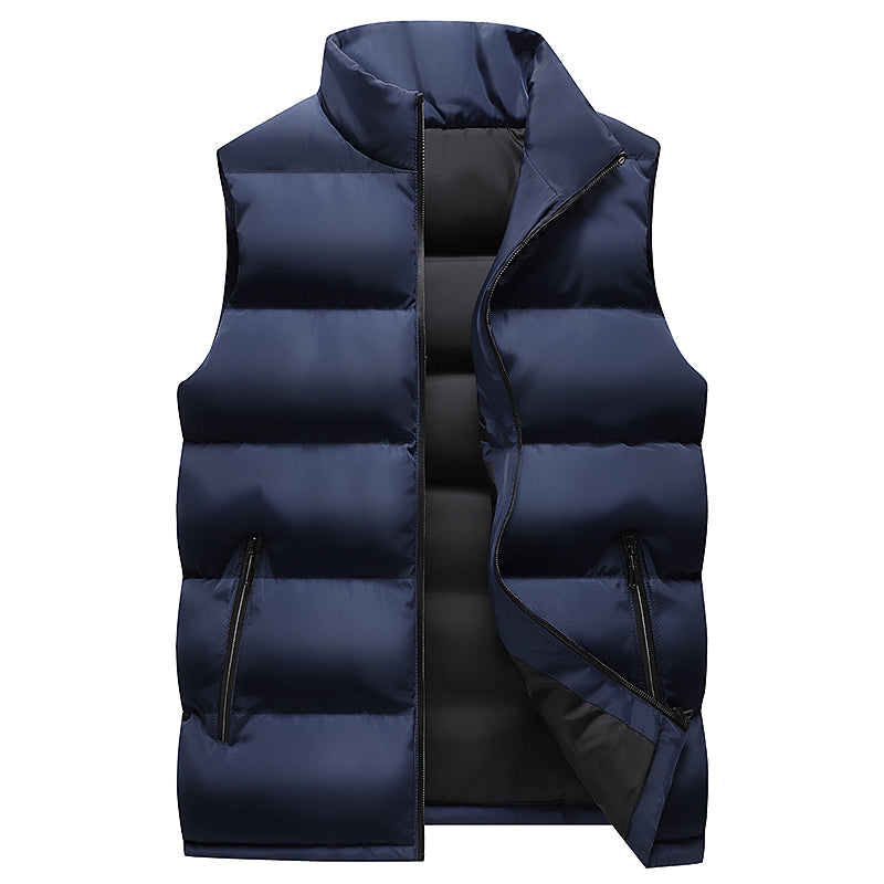 Men's Collar Down Oversized Sleeveless Vest with Zipper