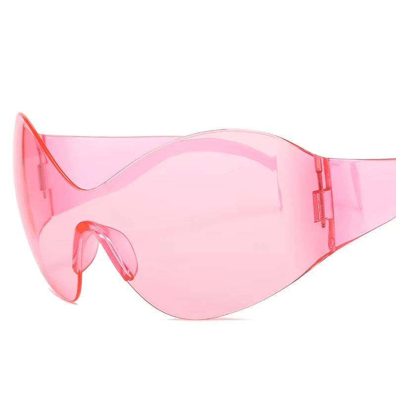 Oversized Luxury One Piece Rimless Sunglasses UV400