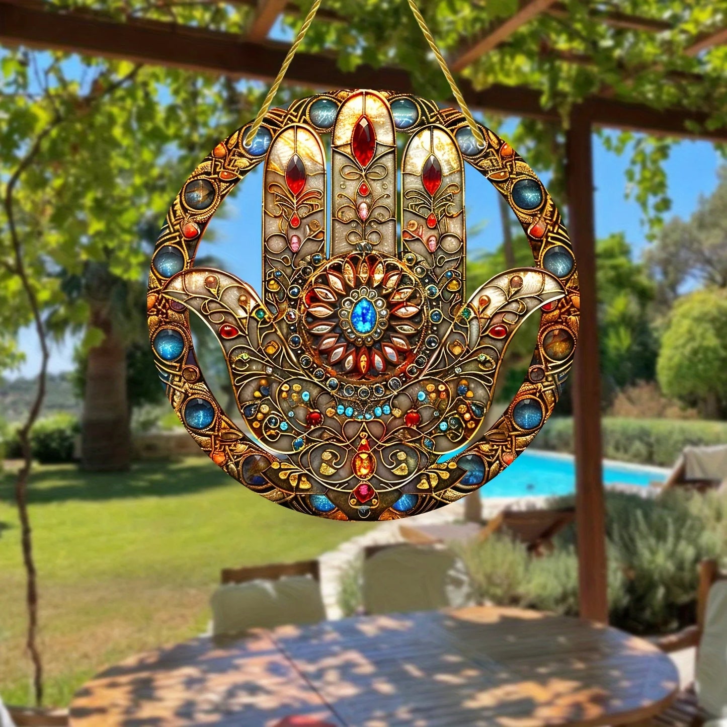 Hand of Fatima Suncatcher-Boho Acrylic Hanging Wall art