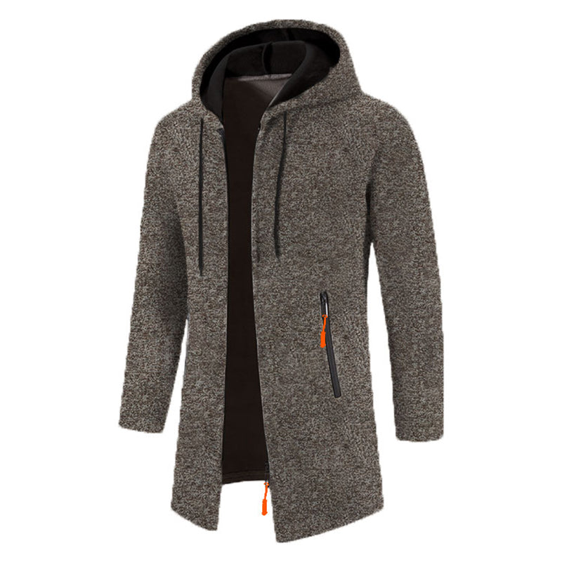 Sudadera con capucha para hombre de manga larga con cremallera - Chaqueta de invierno de gran tamaño Abrigo Sudadera negra