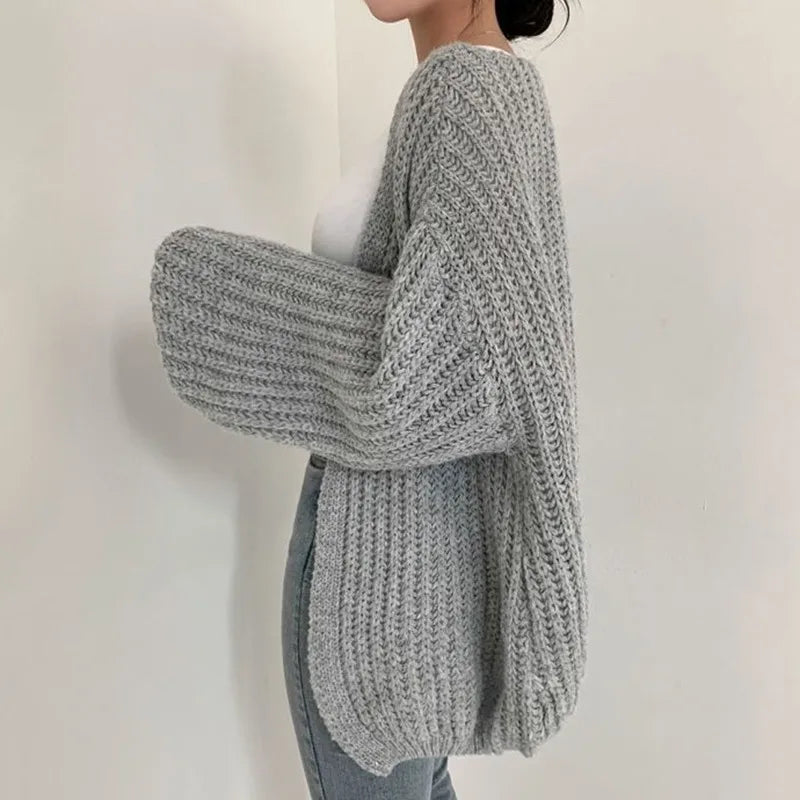 Women's 1 size V Neck Knitted Cardigan