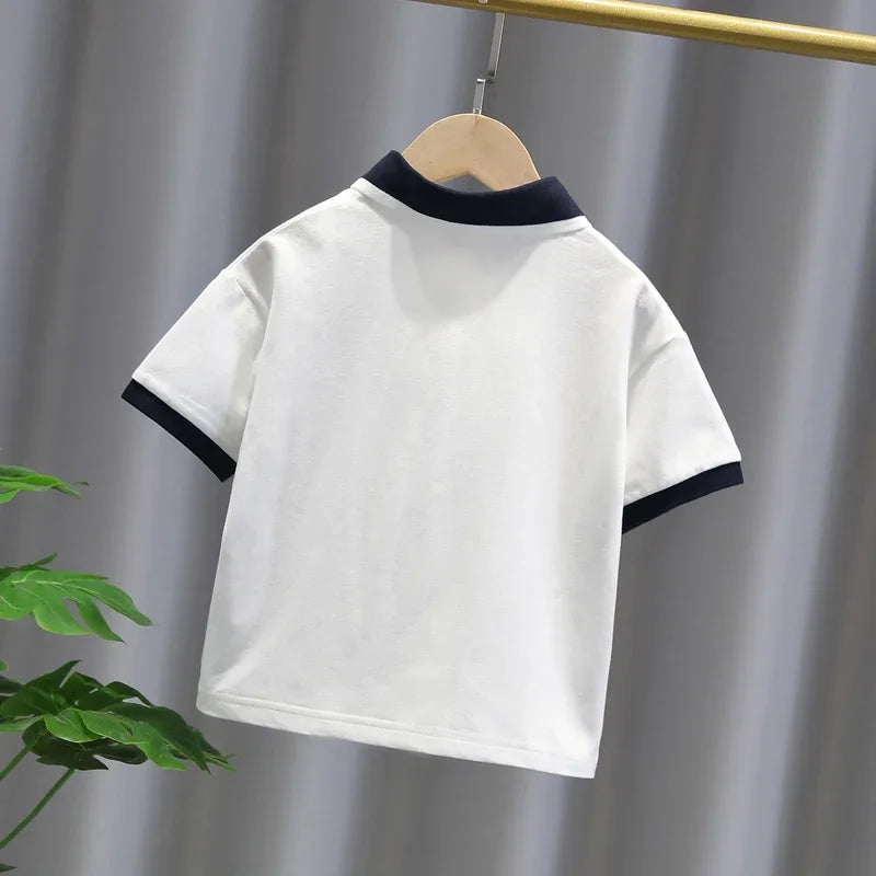 2PCs - Boy's  short sleeve cotton polo shirts