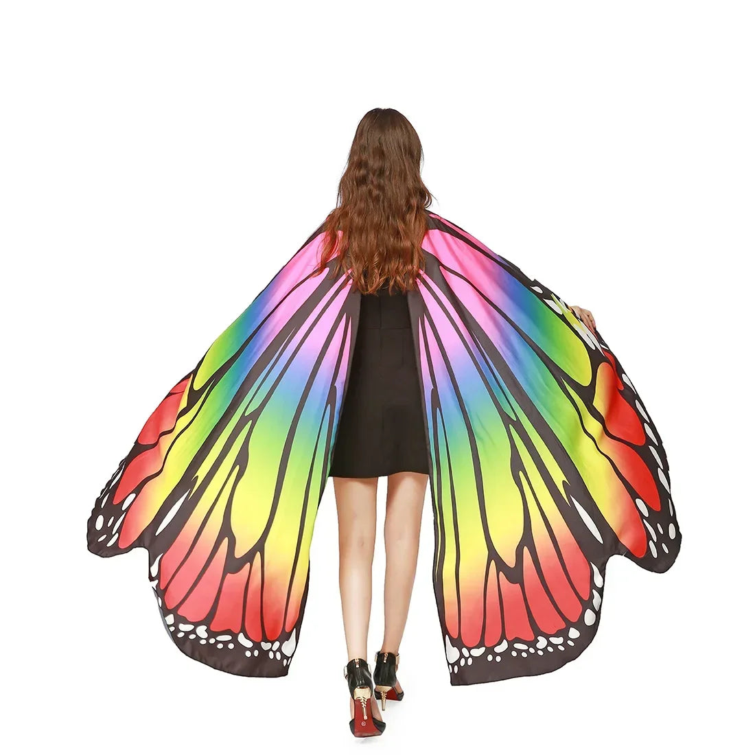 Rainbow  Butterfly Wings Cape Shawl Costume