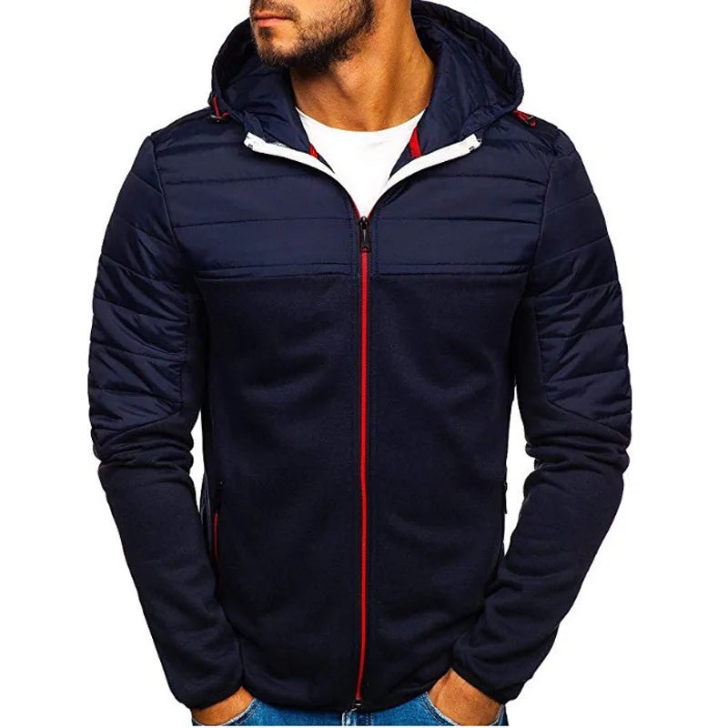 Chaqueta con capucha para hombre con bolsillos con cremallera