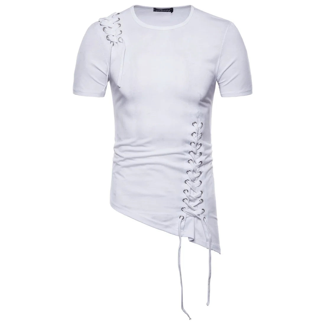 Men's Unique slim O-neck T-shirt with weaving rope design- S - XXL