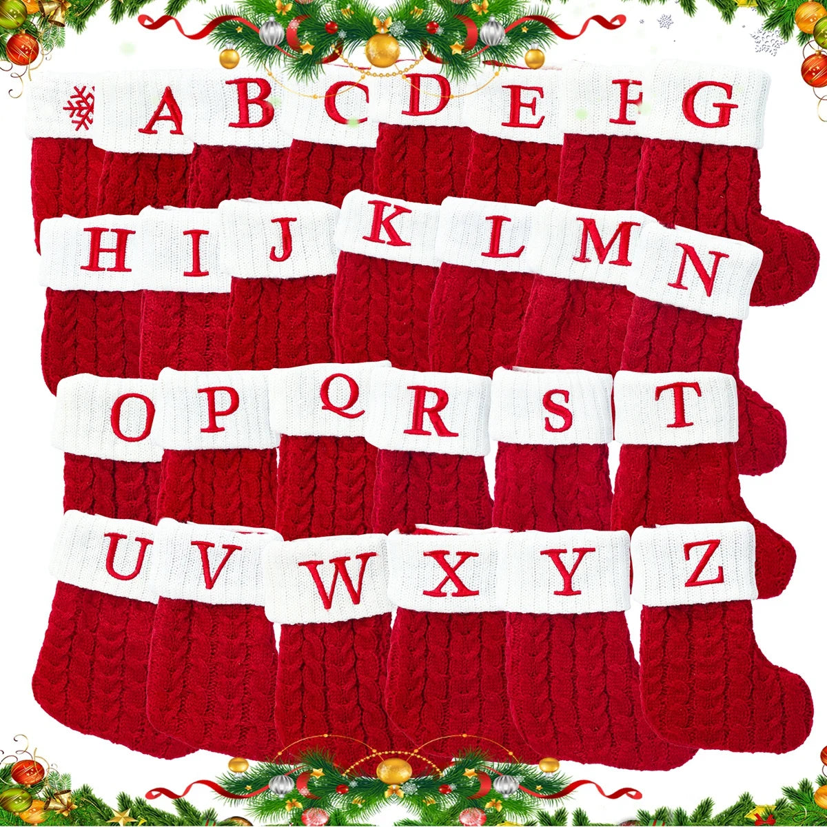 Snowflake Letter Christmas Stocking