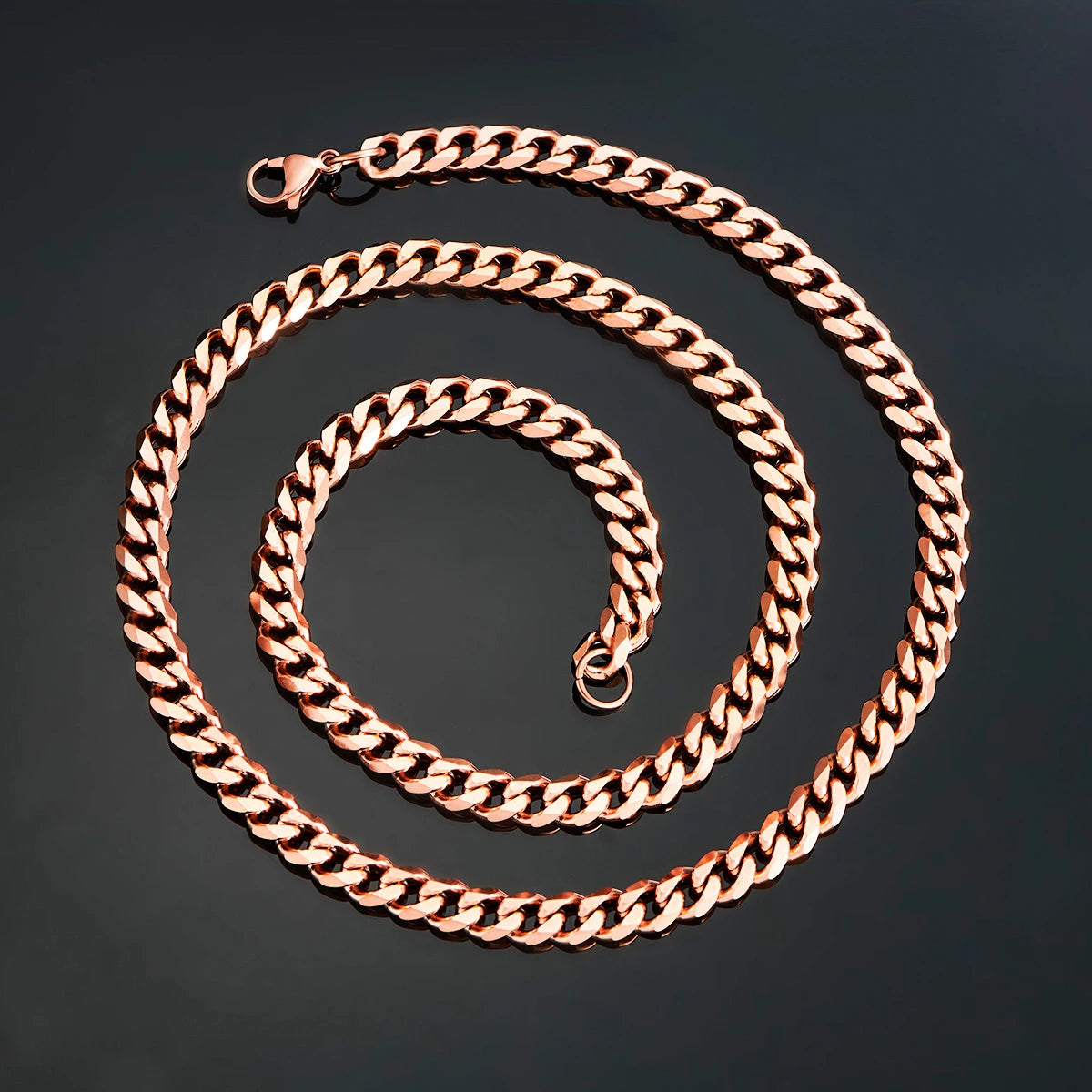 3.6mm/5mm/7mm/ Rose Color Stainless Steel Cuban Link Chains Necklace -14 to 30 Inches