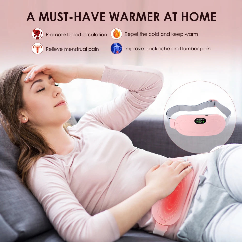 Electric Cramp Massager- Vibrating Heating Pad Belt for Menstrual Relief