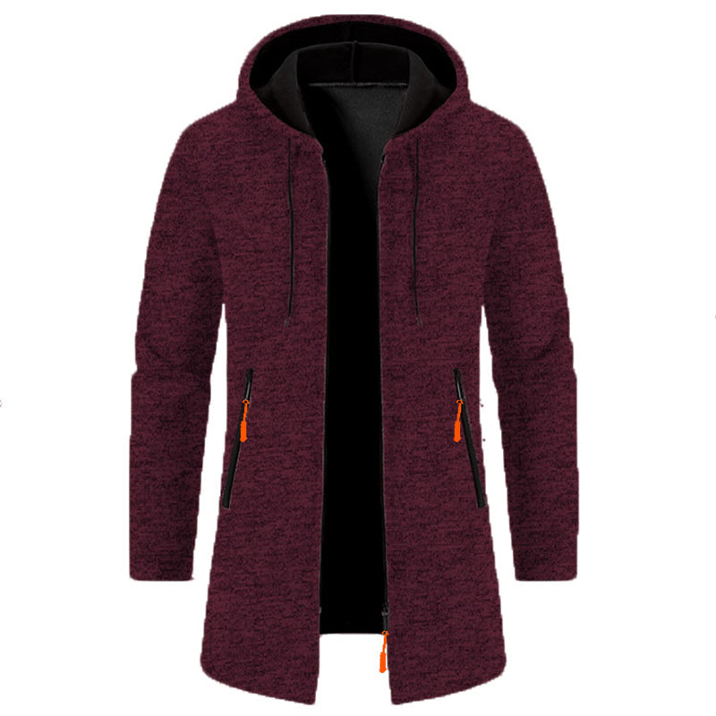 Sudadera con capucha para hombre de manga larga con cremallera - Chaqueta de invierno de gran tamaño Abrigo Sudadera negra