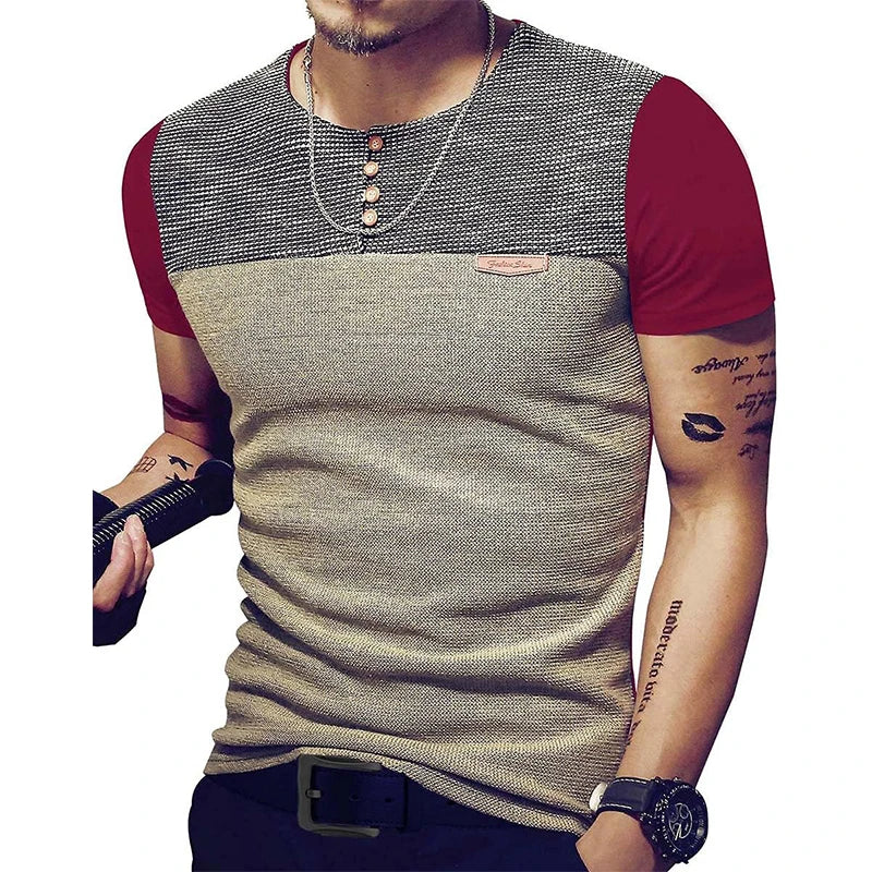 Men's Slim Fitted Casual Short Sleeve Button T-Shirts