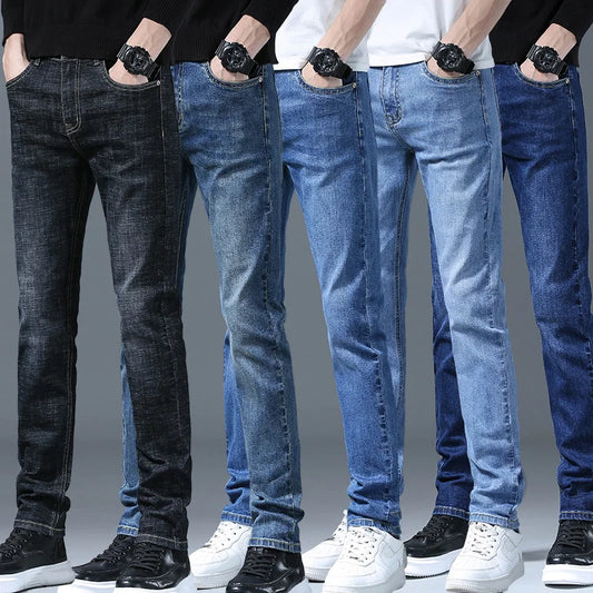 Men's Straight Leg Classic Jeans Casual - Slim Fit Stretchy Jeans