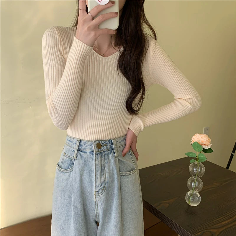 Long Sleeve Knitted Pullover Sweater