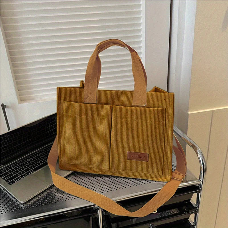 Women's Large Capacity Corduroy Tote Bag