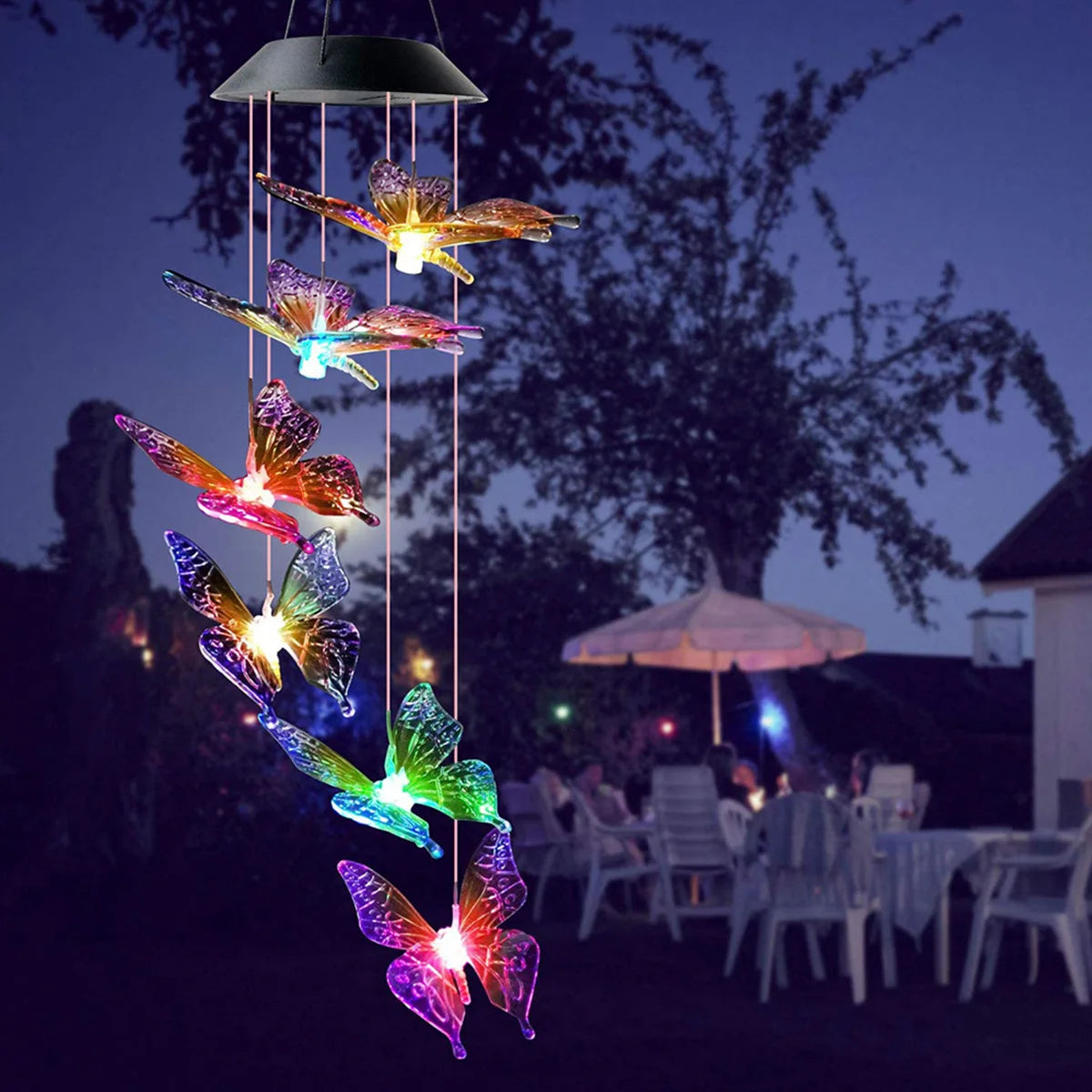 Color Changing Solar Butterfly Wind Chimes