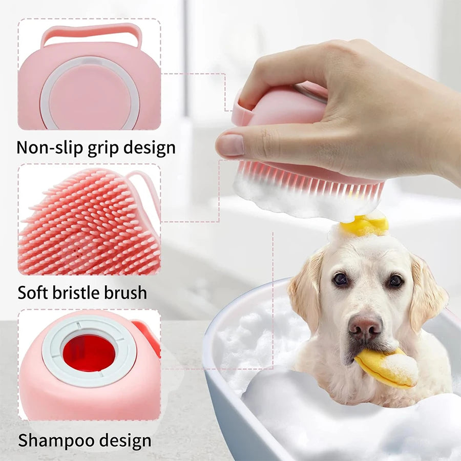 Silicone Pet Shampoo  Massage Brush Massage  With Shampoo Storage