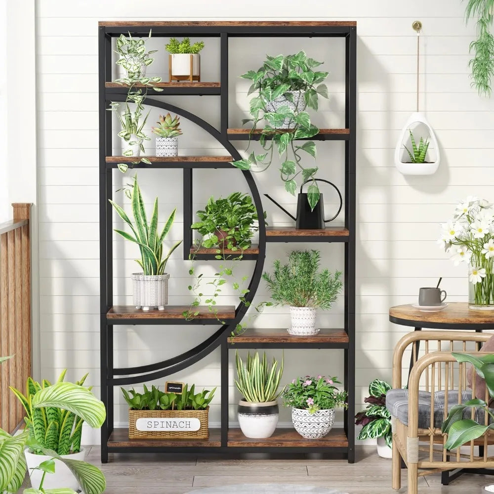 Bookshelf Industrial 5 Tier Etagere, Freestanding Tall Bookshelves Display  with 9-Open Storage Shelf, Bookcases